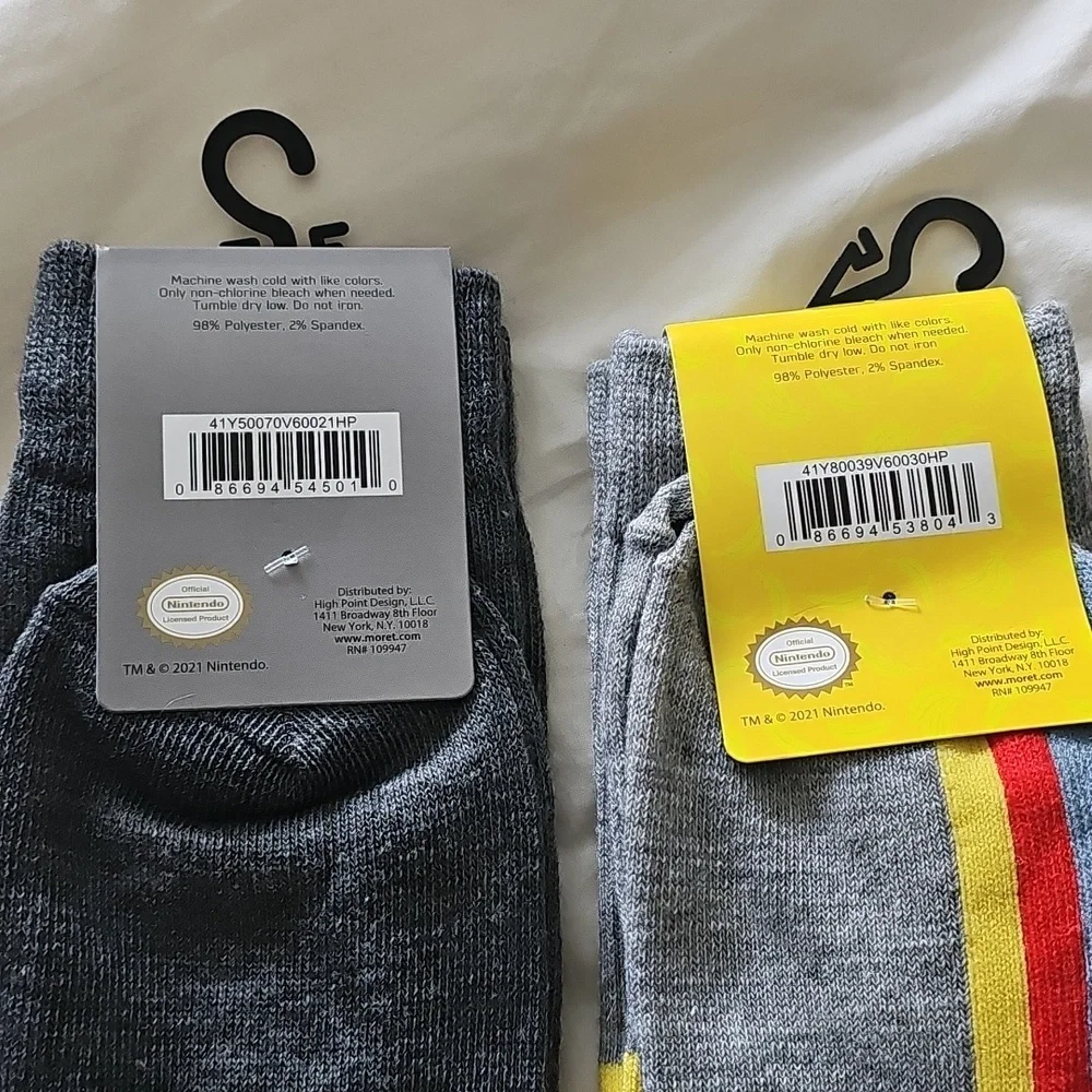 Nintendo Mens 2 New Pairs Of NINTENDO Crew Socks. Nwts, Sz 6 1/2 To 12